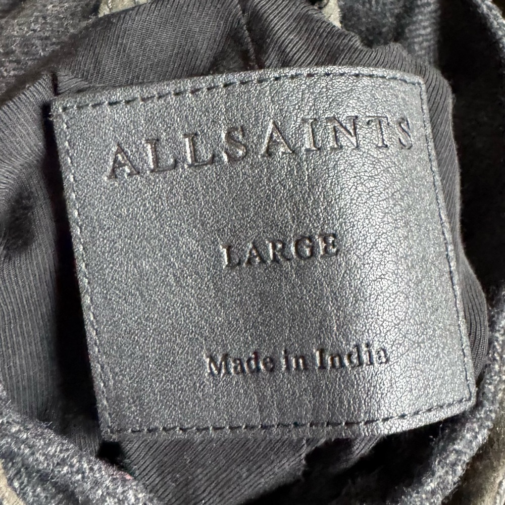 All Saints Survey Layered Leather Jacket Anthracite Grey Large - Picture 4 of 5